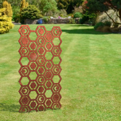 sinal de jardim em corten hexágonos sinal de jardim em corten hexágonos