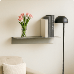 Custom cut L-shaped aluminium wall shelf – John Steel