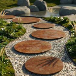 Pas japonais rond en acier corten - John Steel