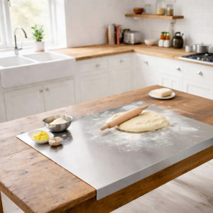 Planche à pâtisserie inox alimentaire sur mesure avec pli